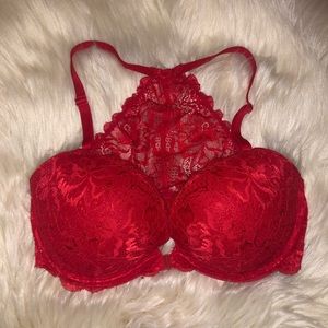 Pink Victoria’s Secret 34DD Red Lace Racerback bra